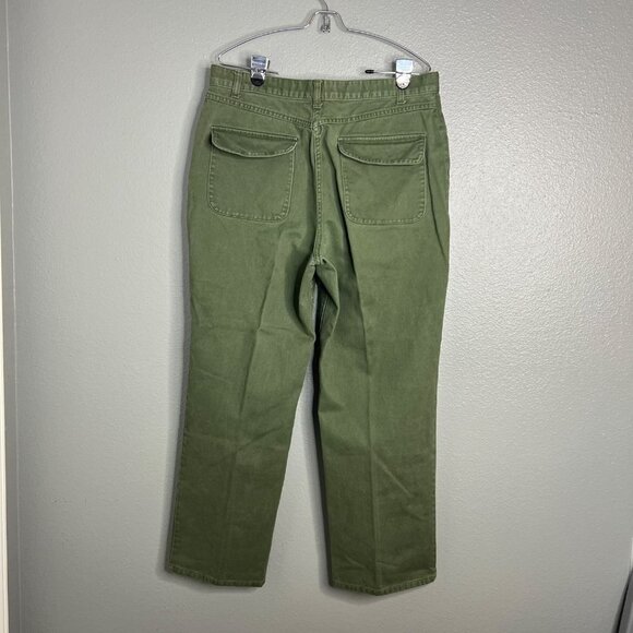 Christopher & Banks Army Green Straight Leg Casual High Waist Pants Flap Pockets - Picture 7 of 8